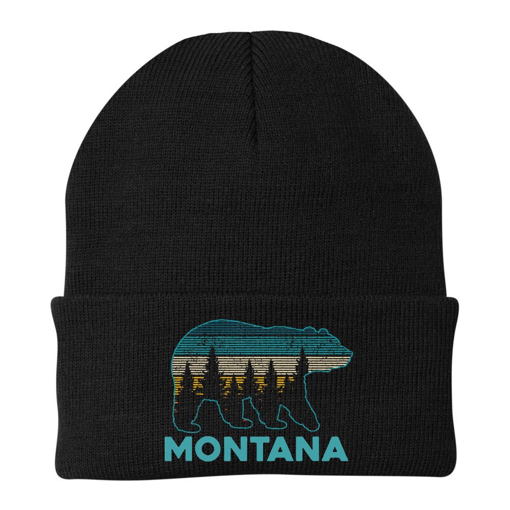Montana Vintage Grizzly Bear Nature Hiking Souvenir Gift Beanie