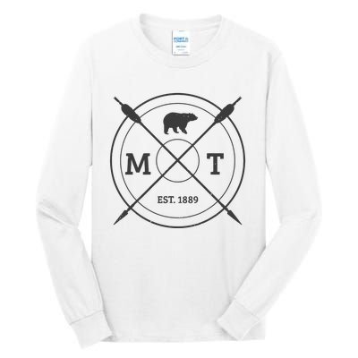 Montana Vintage Grizzly Bear Camping Hiking Souvenir Gift Tall Long Sleeve T-Shirt