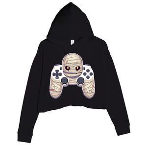 Mummy Video Game Controller Funny Halloween Gaming Graphic Gift Crop Fleece Hoodie