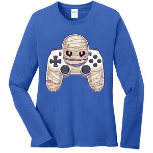 Mummy Video Game Controller Funny Halloween Gaming Graphic Gift Ladies Long Sleeve Shirt