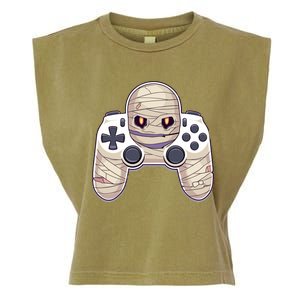 Mummy Video Game Controller Funny Halloween Gaming Graphic Gift Garment-Dyed Women's Muscle Tee