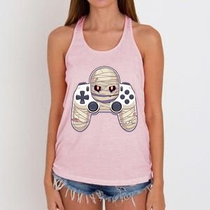 Mummy Video Game Controller Funny Halloween Gaming Graphic Gift Women's Knotted Racerback Tank