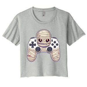 Mummy Video Game Controller Funny Halloween Gaming Graphic Gift Women's Crop Top Tee