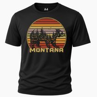 Montana Vintage Grizzly Bear Nature Retro Cooling Performance Crew T-Shirt