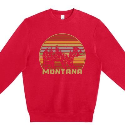 Montana Vintage Grizzly Bear Nature Retro Premium Crewneck Sweatshirt