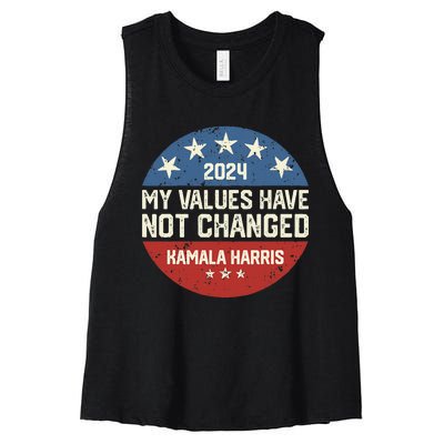 My Values Have Not Changed Kamala Harris Madam President Women's Racerback Cropped Tank