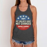 My Values Have Not Changed Kamala Harris Madam President Women's Knotted Racerback Tank