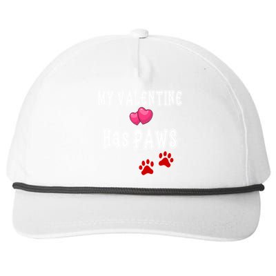 My Valentine Has Paws Dog Mom Dad Valentine's Day Gift Snapback Five-Panel Rope Hat