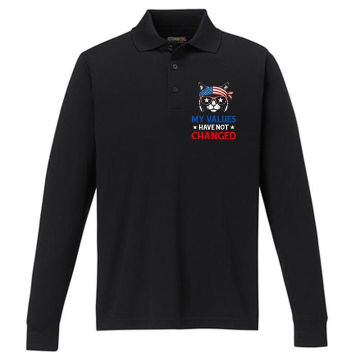 My Values Have Not Changed Kamala Harris 2024 President Performance Long Sleeve Polo