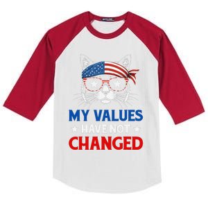 My Values Have Not Changed Kamala Harris 2024 President Kids Colorblock Raglan Jersey