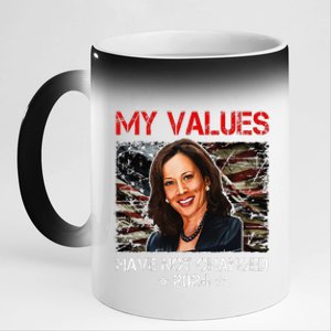 My Values Have Not Changed Kamala Harris 2024 President 11oz Black Color Changing Mug