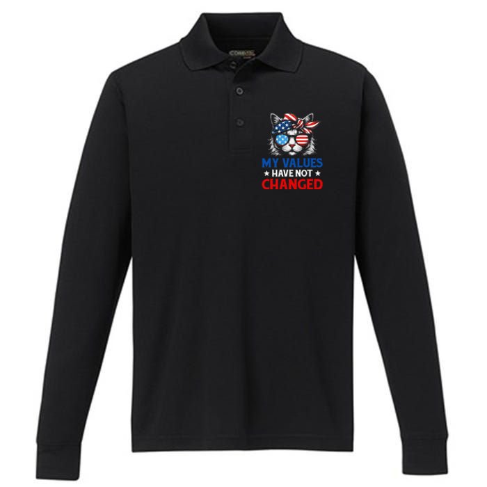 My Values Have Not Changed Kamala Harris 2024 President Performance Long Sleeve Polo