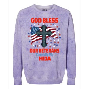 Military Veteran Hija For Proud Dad Or Mom Gift Colorblast Crewneck Sweatshirt