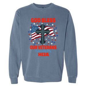 Military Veteran Hija For Proud Dad Or Mom Gift Garment-Dyed Sweatshirt