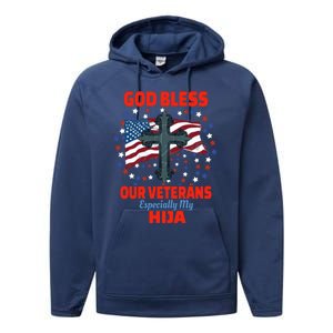 Military Veteran Hija For Proud Dad Or Mom Gift Performance Fleece Hoodie