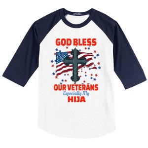 Military Veteran Hija For Proud Dad Or Mom Gift Baseball Sleeve Shirt