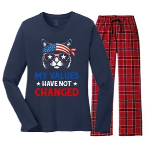 My Values Have Not Changed Kamala Harris 2024 President Women's Long Sleeve Flannel Pajama Set 