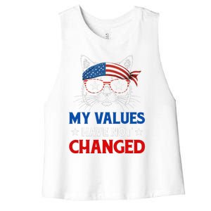 My Values Have Not Changed Kamala Harris 2024 President Women's Racerback Cropped Tank