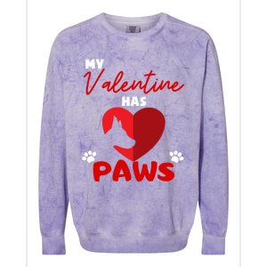 My Valentine Has Paws Dog Lover Valentines Day Gift Colorblast Crewneck Sweatshirt