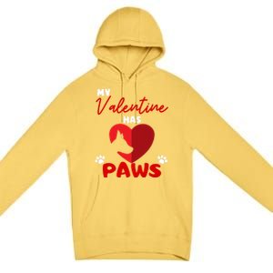 My Valentine Has Paws Dog Lover Valentines Day Gift Premium Pullover Hoodie