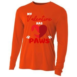 My Valentine Has Paws Dog Lover Valentines Day Gift Cooling Performance Long Sleeve Crew