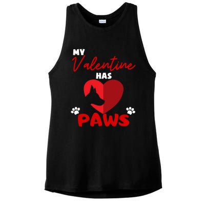 My Valentine Has Paws Dog Lover Valentines Day Gift Ladies PosiCharge Tri-Blend Wicking Tank