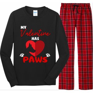 My Valentine Has Paws Dog Lover Valentines Day Gift Long Sleeve Pajama Set