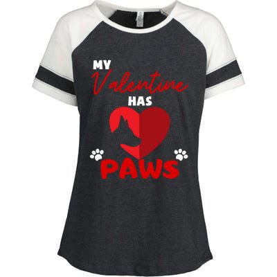 My Valentine Has Paws Dog Lover Valentines Day Gift Enza Ladies Jersey Colorblock Tee