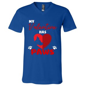 My Valentine Has Paws Dog Lover Valentines Day Gift V-Neck T-Shirt