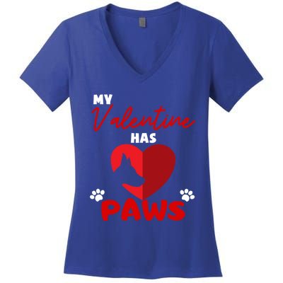 My Valentine Has Paws Dog Lover Valentines Day Gift Women's V-Neck T-Shirt