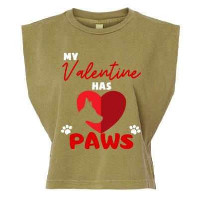 My Valentine Has Paws Dog Lover Valentines Day Gift Garment-Dyed Women's Muscle Tee