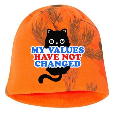 My Values Have Not Changed Funny Kamala Harris Cat Kati - Camo Knit Beanie