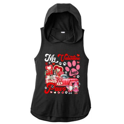 My Valentine Has Paws Couple Bull Terriers On Pickup Gnomes Funny Gift Ladies PosiCharge Tri-Blend Wicking Draft Hoodie Tank