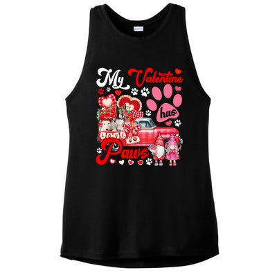 My Valentine Has Paws Couple Bull Terriers On Pickup Gnomes Funny Gift Ladies PosiCharge Tri-Blend Wicking Tank