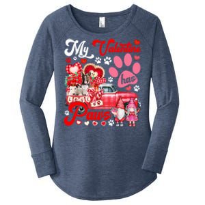 My Valentine Has Paws Couple Bull Terriers On Pickup Gnomes Funny Gift Women's Perfect Tri Tunic Long Sleeve Shirt