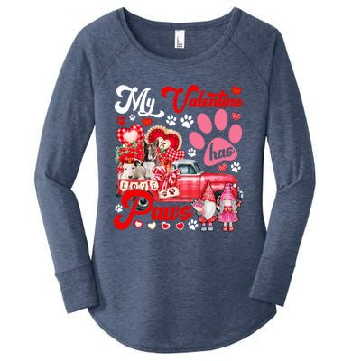 My Valentine Has Paws Couple Bull Terriers On Pickup Gnomes Funny Gift Women's Perfect Tri Tunic Long Sleeve Shirt