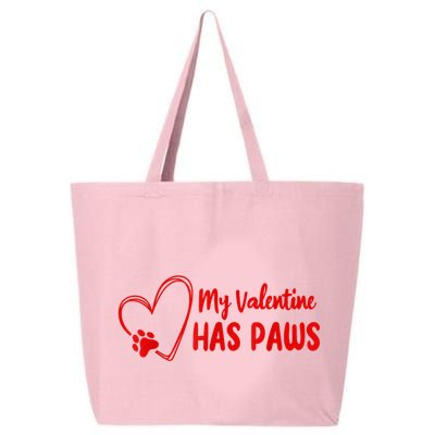 My Valentine Has Paws Funny Cat Dog Lover Pet Paws Heart 25L Jumbo Tote