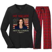 My Values Have Not Changed Kamala Harris 2024 President Women's Long Sleeve Flannel Pajama Set 