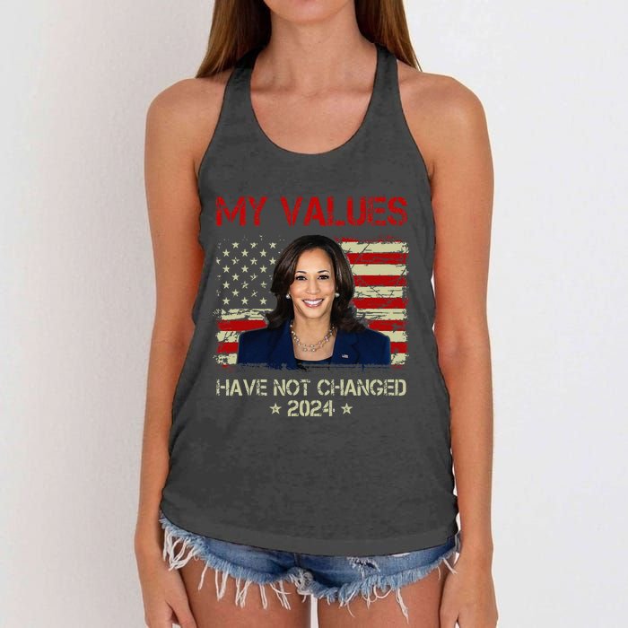 My Values Have Not Changed Kamala Harris 2024 President Women's Knotted Racerback Tank