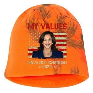 My Values Have Not Changed Kamala Harris 2024 President Kati - Camo Knit Beanie