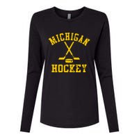 Michigan Vintage Hockey Womens Cotton Relaxed Long Sleeve T-Shirt