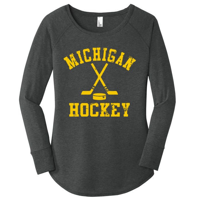 Michigan Vintage Hockey Women's Perfect Tri Tunic Long Sleeve Shirt