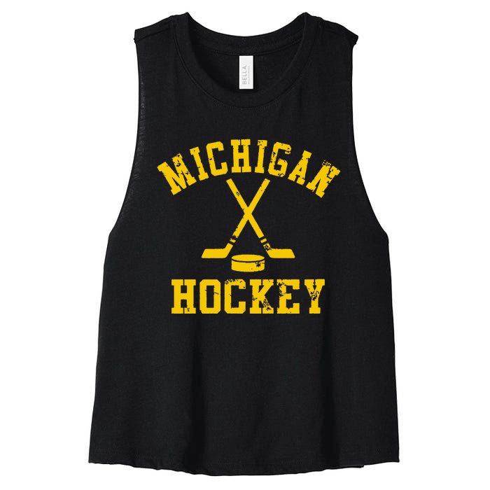 Michigan Vintage Hockey Women's Racerback Cropped Tank