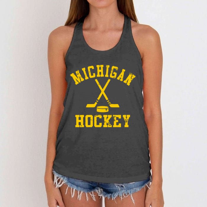 Michigan Vintage Hockey Women's Knotted Racerback Tank