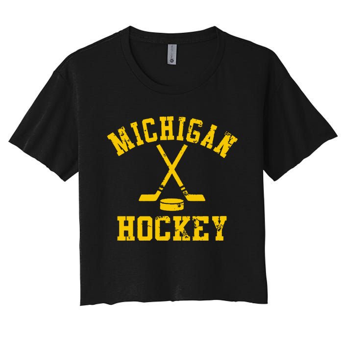 Michigan Vintage Hockey Women's Crop Top Tee