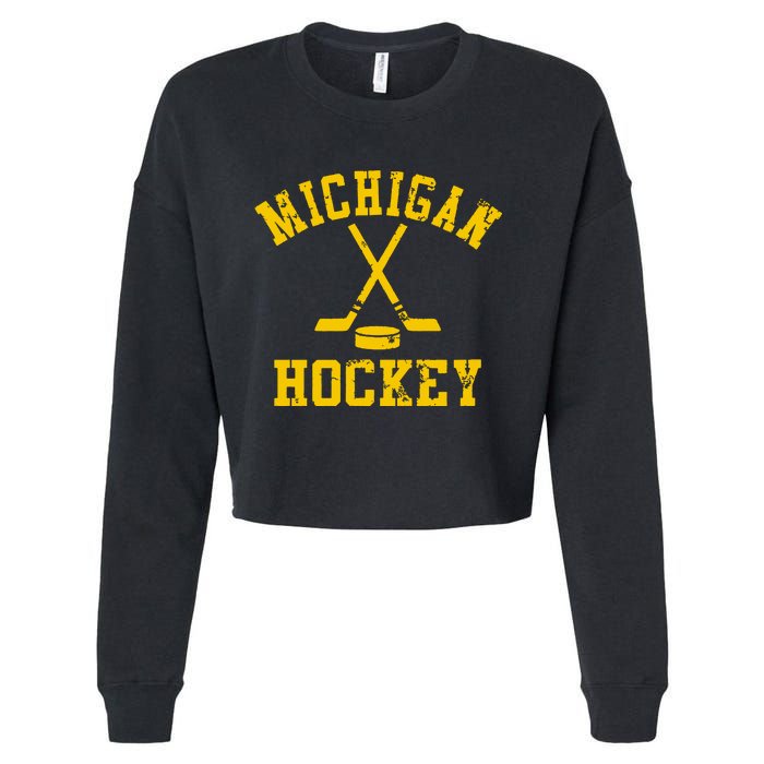 Michigan Vintage Hockey Cropped Pullover Crew