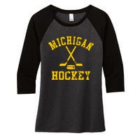 Michigan Vintage Hockey Women's Tri-Blend 3/4-Sleeve Raglan Shirt