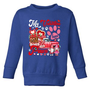 My Valentine Has Paws Couple Poodles On Pickup Gnomes Great Gift Toddler Sweatshirt