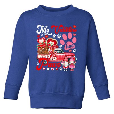 My Valentine Has Paws Couple Poodles On Pickup Gnomes Great Gift Toddler Sweatshirt