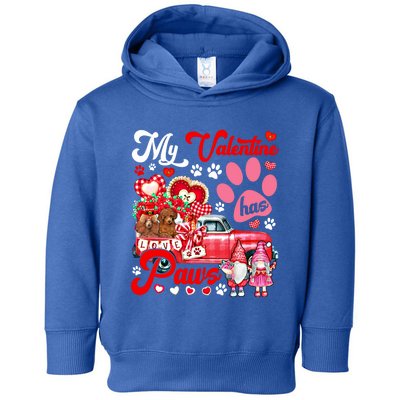 My Valentine Has Paws Couple Poodles On Pickup Gnomes Great Gift Toddler Hoodie